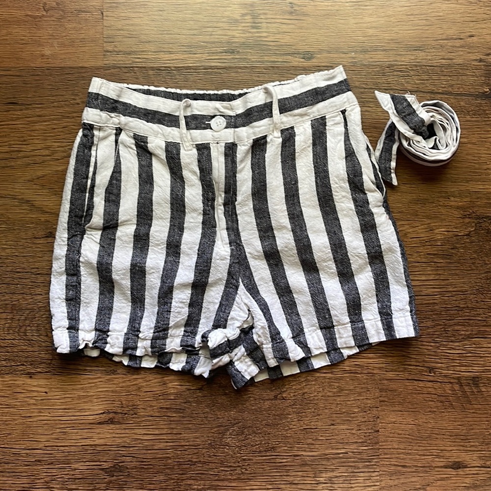 Black + White Striped Shorts